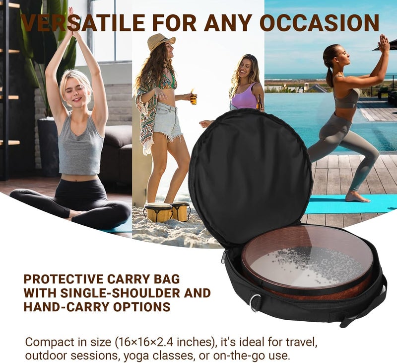 Aemrovi 16 Inch Professional Ocean Wave Drum - Goatskin Drum with Steel Beads, Natural Sound Instrument for Meditation Relaxation Yoga, Includes Carry Bag(16in) - Image 2